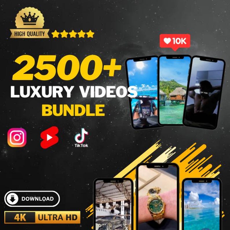 2500+ Luxury Video Bundle High Quality | For Instagram Reels | Tiktok | Youtube Shorts | Instant Download