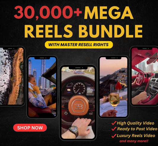 30,000+ Mega Reels Bundle - Faceless Reels | Premium Luxury Reels, Travel Videos, TikTok Reels, Youtube Short Master Resell Rights MRR, PLR