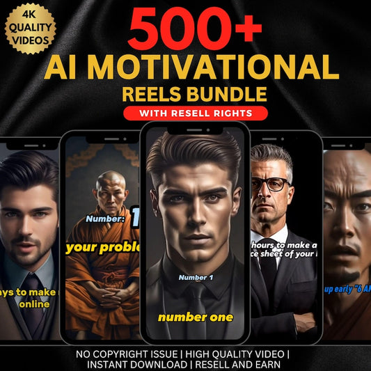 500+ AI Motivational Reels Bundle for YouTube, Instagram, TikTok - Video Bundle Pack