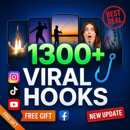 1300+ Viral Hooks Video Bundle – High-Converting Reels, TikTok Hooks, Short Form Content Clips for Boosted Engagement & Going Viral